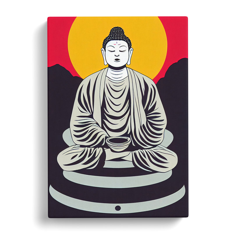 Buddha by Setting Sun - Wall Art, Wrapped Canvas, 50cm H x 35cm W x 3cm D, No Matte
