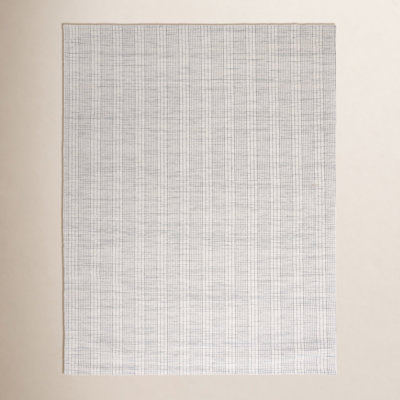 Hoxton Gray Beige Hand-Woven Striped Wool Rug