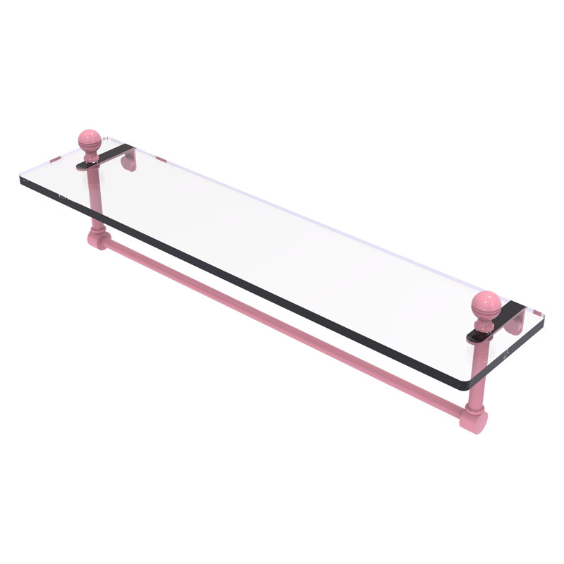 Tablette de meuble-lavabo en verre Mambo avec barre à serviettes intégrée MA, H 5 po x l 22 po x P 5 po, Rose