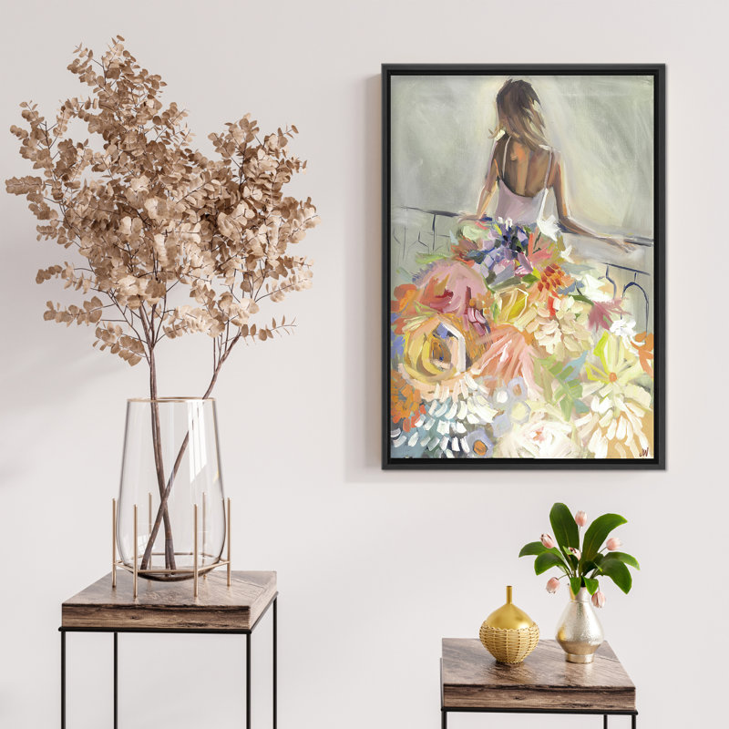 Nature Inspired Blossom Reverie: The Enigmatic Backdrop, 40" H x 30" W x 2.375" D, Black, Framed Canvas