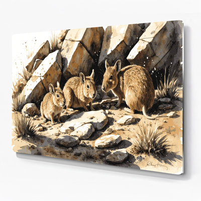 Wildlife Rock Hyrax Beige Metal Wall Art
