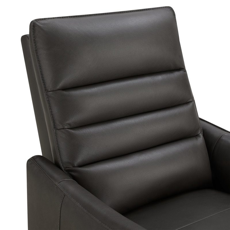 Akeem Gabi Genuine Leather Swivel Glider Power Recliner(Set of 2), Black