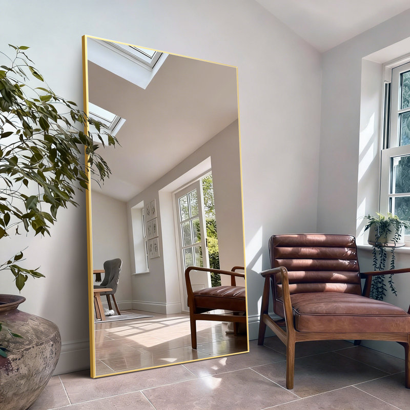 Très grand miroir encadré en métal, miroir pleine longueur sur pied pour la chambre à coucher, le salon ou la salle de sport