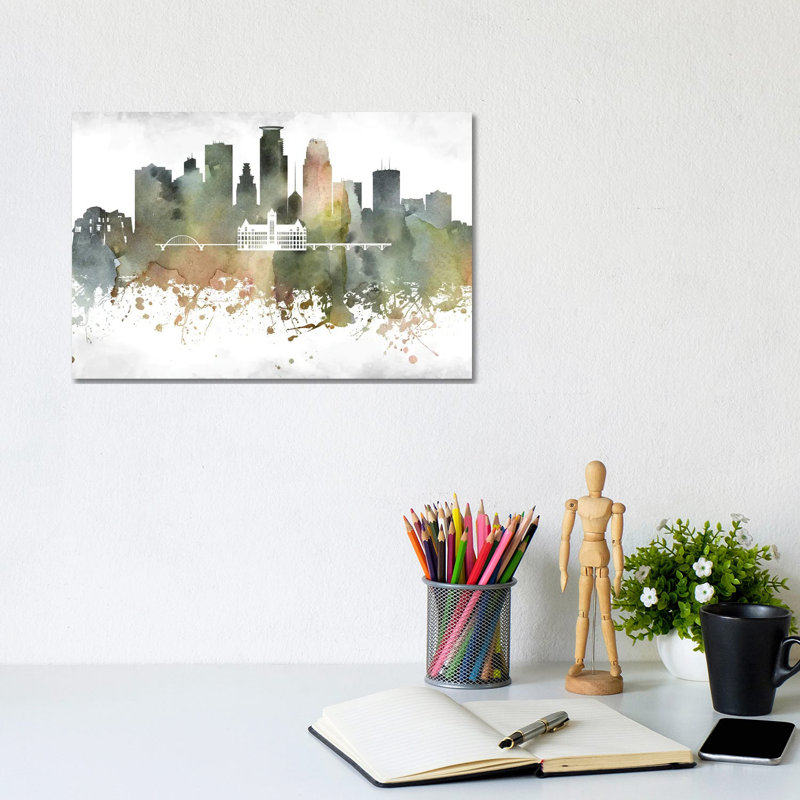 Minneapolis Skyline by WallDecorAddict - Wrapped Canvas Print, 20.32 cm H x 30.48 cm W