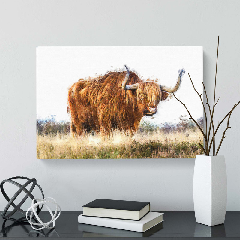 Majestic Highland Cow - Wrapped Canvas Painting, 50.8 cm H x 76.2 cm W