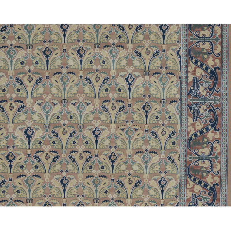 Tapis chameau et beige noué à la main de haute qualité