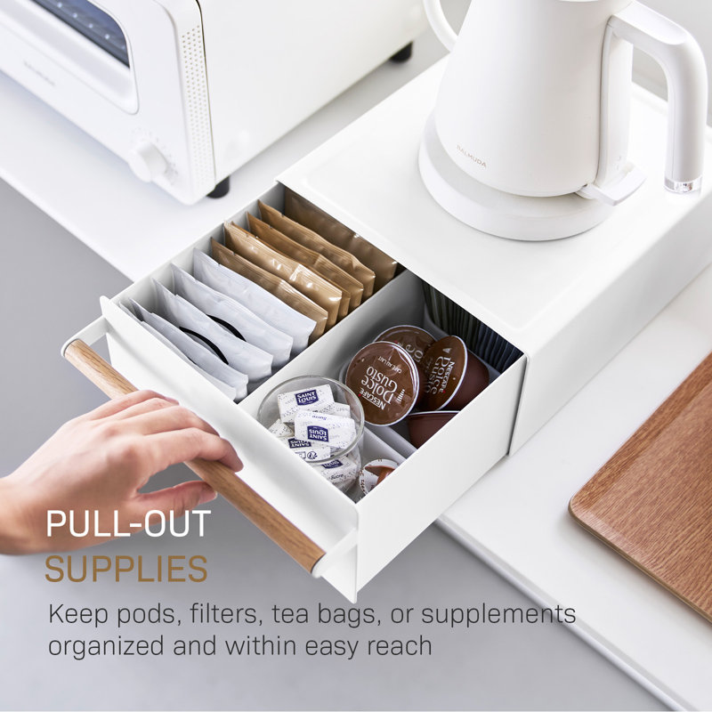 Support de comptoir avec tiroir de rangement Yamazaki Home, acier et bois