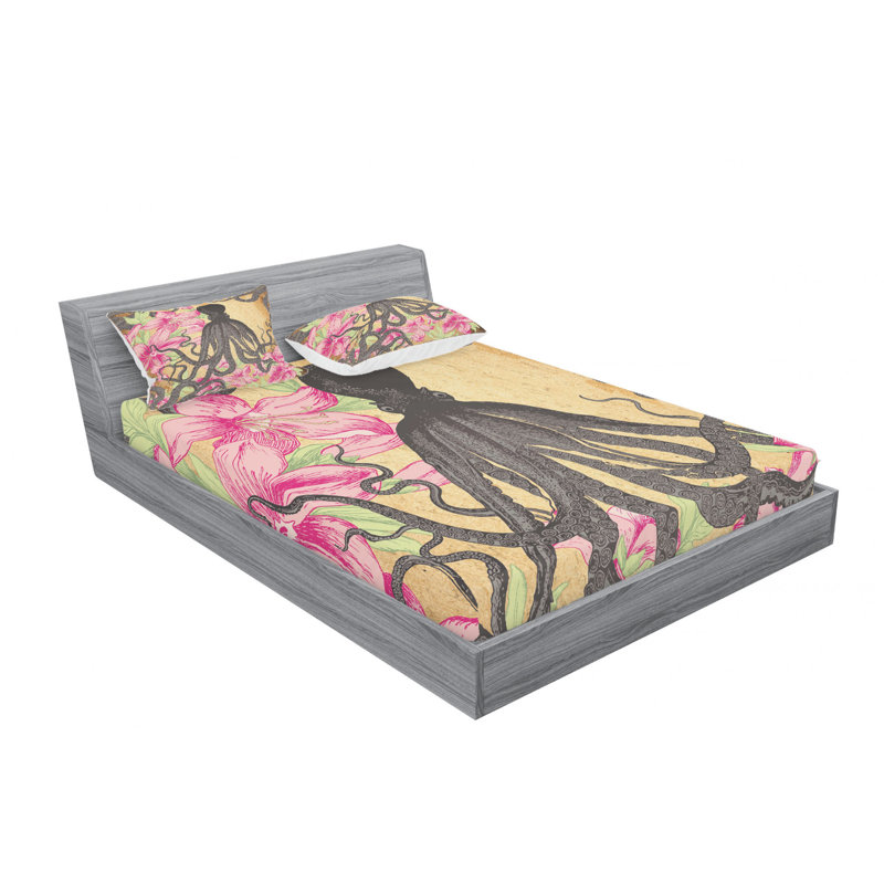 Microfiber Floral Sheet Set, Queen Sheet Set with Fitted Sheet