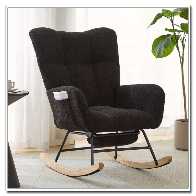 Ensemble de fauteuil berçant et repose-pieds Teddy, Ourson bleu foncé