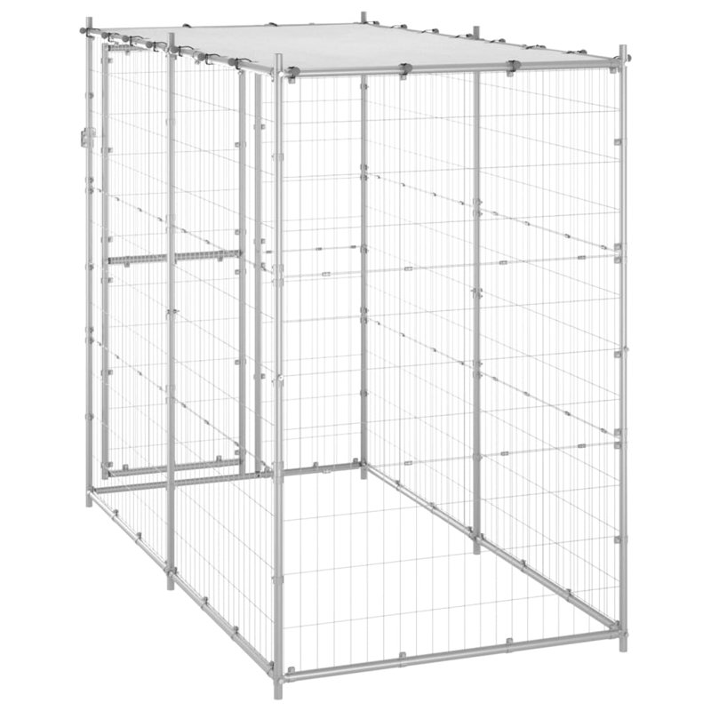 Large Galvanized Steel Outdoor Dog Kennel with Roof