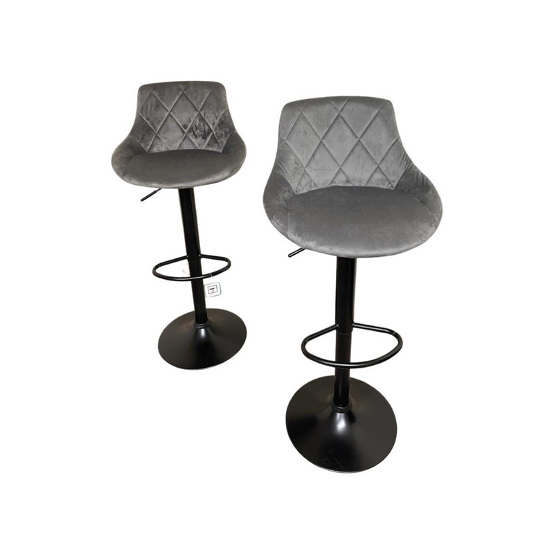 Lillyana Swivel Upholstered Adjustable Height Counter Stool with Metal Frame, Grey