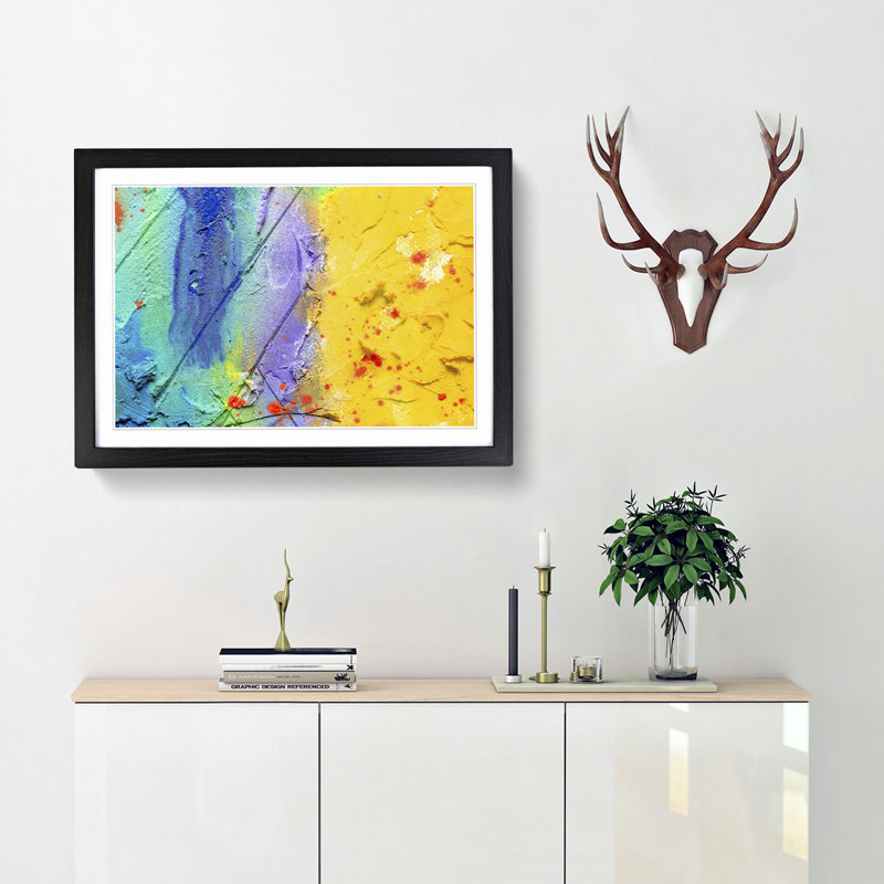 Abstract Art Painting Vol.14 by S.Johnson - Picture Frame Painting Print, 36cm H x 48cm W x 2cm D, Black Framed