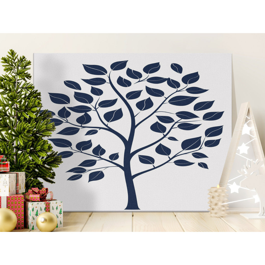 Navy Blue Tree Canvas Wall Art, Modern Minimalist Print, Gallery Wrapped Canvas, Ready to Hang, Archival Inks, Nature Inspired Decor