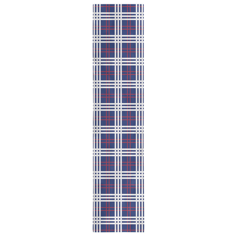 Paid Polyester Table Runner, 72" L x 16" W, Dark Blue/Red/White