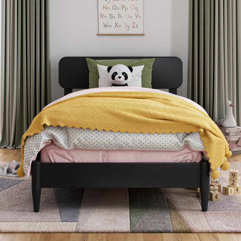 Vetu Solid Wood Spindle Bed, Twin, Black
