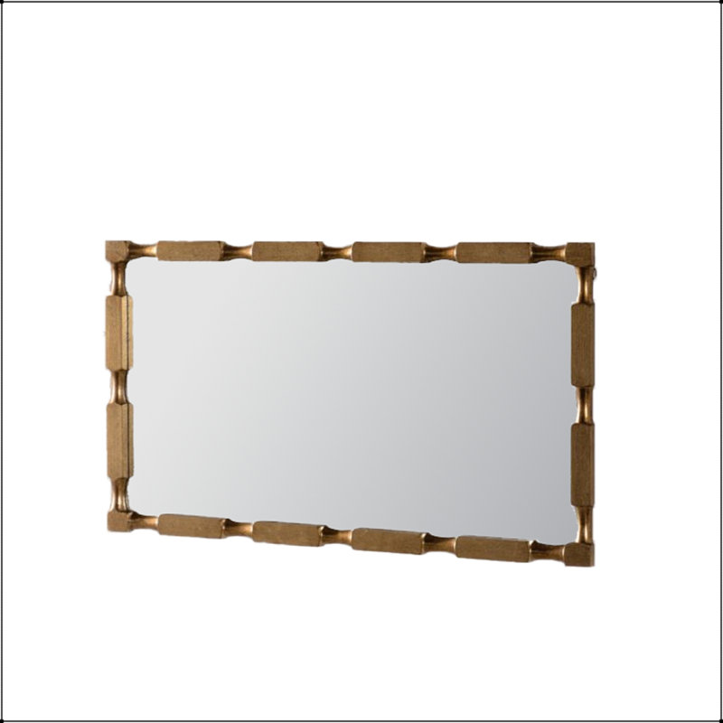Gold Bamboo-Style Rectangular Wall Mirror