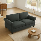 Modern 2-Seater Sofa with Solid Wood Frame and Extra-Deep Cushions – Compact Upholstered Couch for Living Room, Apartment, or Small Space Lounge