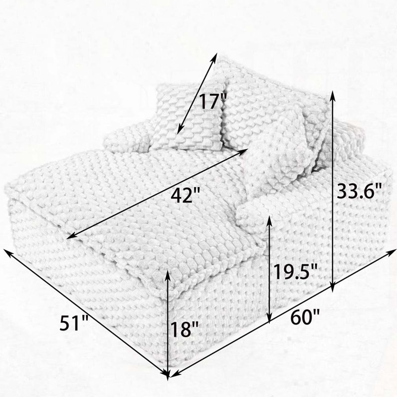 Méridienne en tissu Corduroy, Blanc