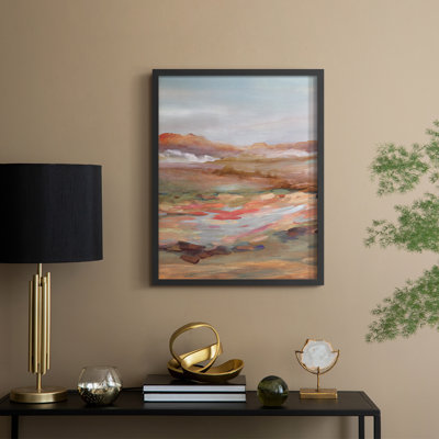 Reproduction encadrée peinte de paysage désertique - bois massif