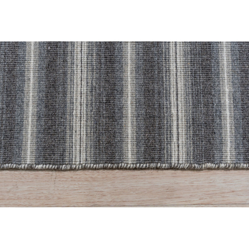 Gray Flat Weave Wool Subtle Linear Textured Geometric Modern Contemporary Carpet Rug, 10' x 14'