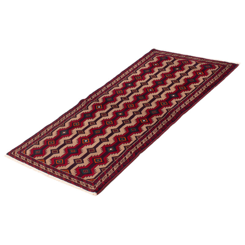 Tapis rouge / brun clair 3 pi 2 po x 6 pi 3 po One-of-a-Kind New Age