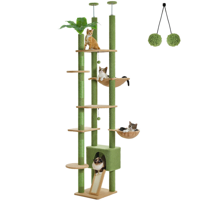 Arbre à chat avec condo, hamac et balle jouet, Vert