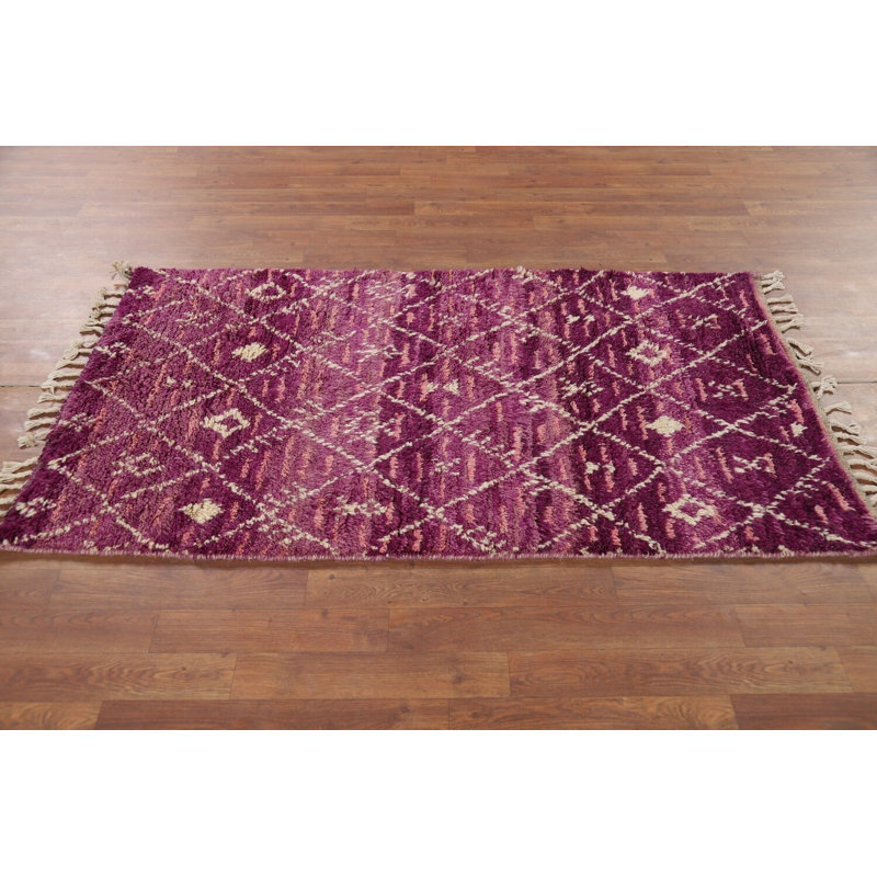 Tapis mauve à motif treillis mauve 3 x 6