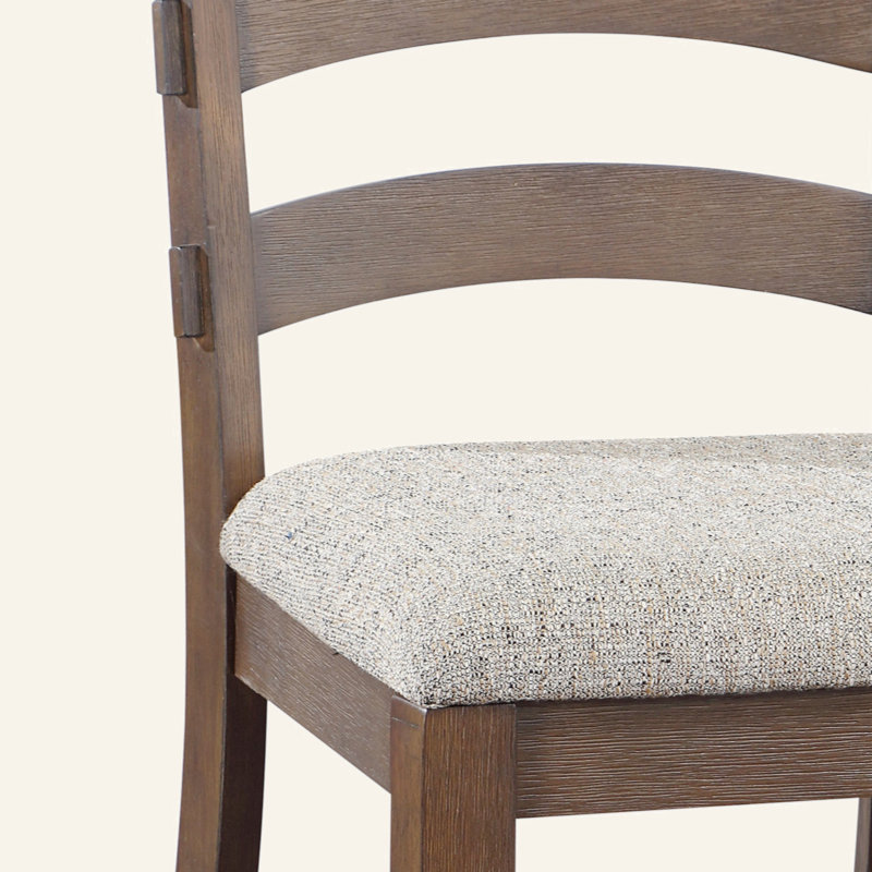 Ensemble de 2 chaises d'appoint en tissu gris, brun rustique et chêne