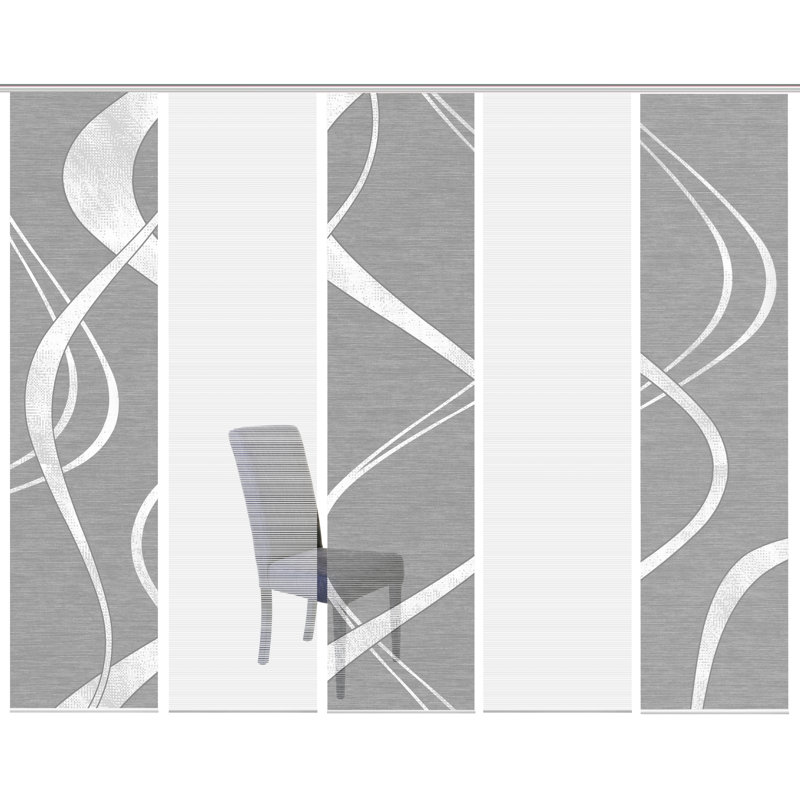Paulk Semi Sheer Curtain Panel Pair, Grey/White