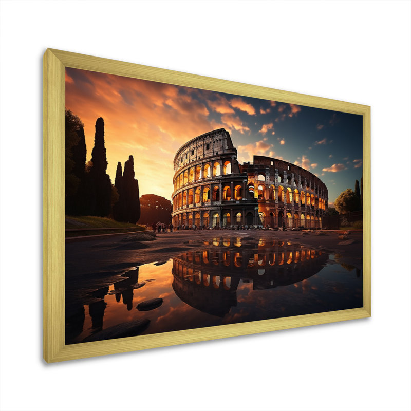 Italy Colosseum Colosseo - Italy Canvas Prints, Cadre doré à une seule photo, H 16 po x l 32 po x P 1 po