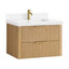 Meuble-lavabo flottant simple 30 po Barcelona en gris cendré délavé avec plateau en pierre de quartz blanc Barcelona-121696730-121696731