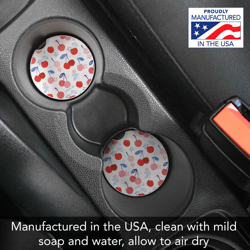 Cherry Stars 2 Pack Stone Car Coasters