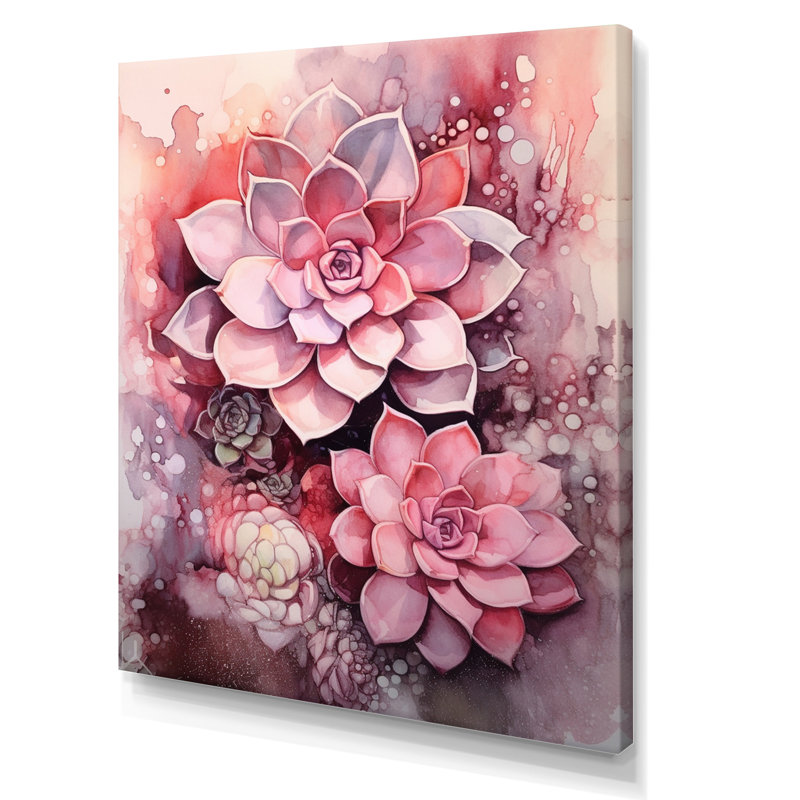 Rose, crème, résistance des plantes grasses, Toile tendue, H 32 po x l 16 po x P 1 po