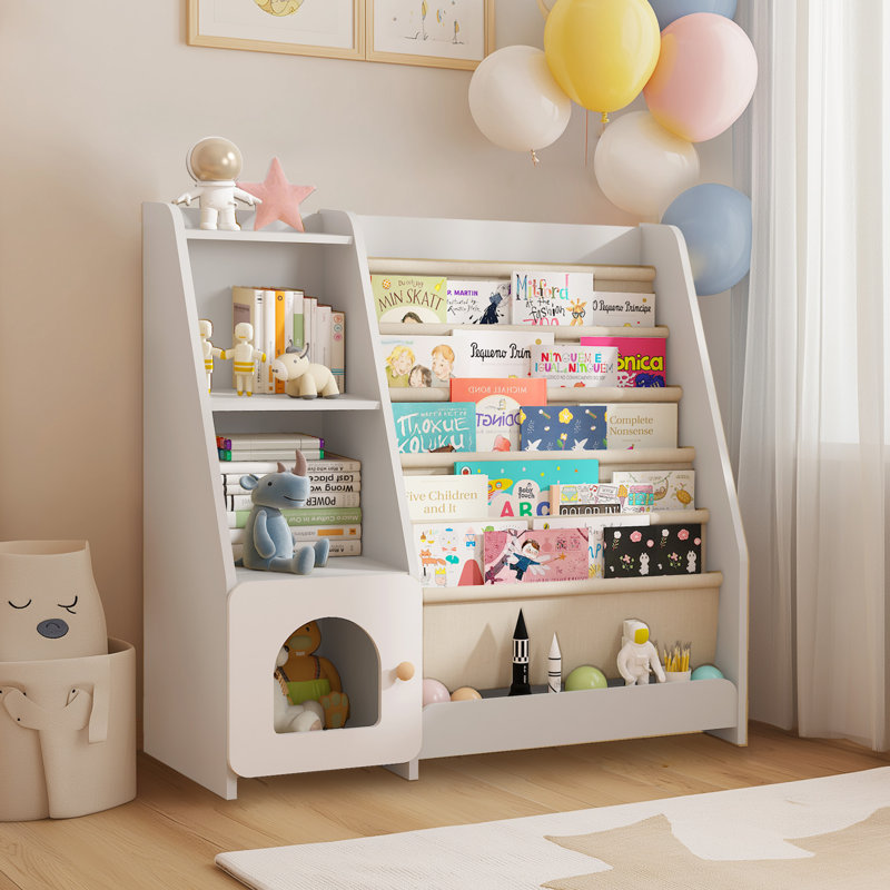 Chitara 5-Tier Book Display Bookcase Bookshelf with Storage Organizer, White