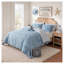 Ensemble de couette 6 pièces imprimé cowgirl bleu western, taille grand lit/très grand lit, avec revers à rayures florales