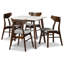 Ensemble de salle à manger 5 pièces Hailsham en tissu gris clair et finition noyer, H 30,7 po x l 18,3 po x P 20,9 po-1544954316