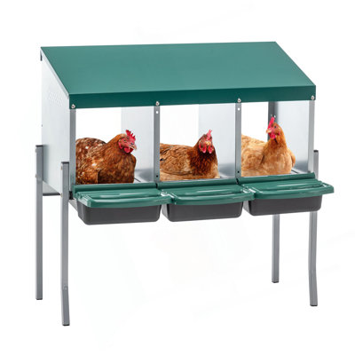 Nesting Boxes For Chickens, 3 Holes Chicken Nesting Boxes With Legs, Chicken Laying Box With Lid Cover, For Outdoor Chicken Coop Farm Yard, Rreen