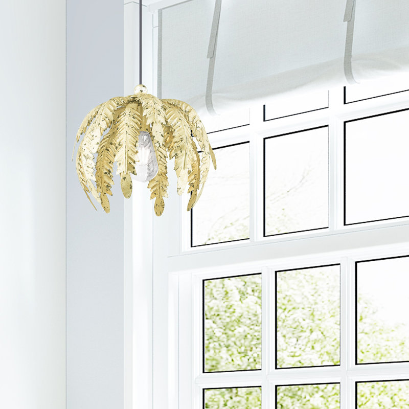 Luminaire suspendu en forme de dôme à 1 lumière Brighten, Doré doré appliqué à la main