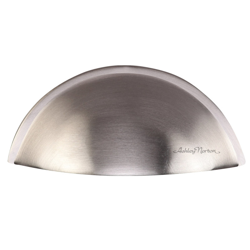 Rear Mounted Cabinet 2 1/4" Center to Center Cup/Bin Pull, Satin Nickel