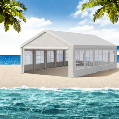 Grand pavillon de jardin portatif en métal 16 po x 32 po (doit inclure le cadre) avec rangement, tente de réception