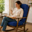 Ensemble de coussins en chenille pour fauteuil à bascule, dossier haut capitonné, coussin d'assise, bords passepoilés, attaches à nouer, dos antidérapant, usage intérieur-1904677329
