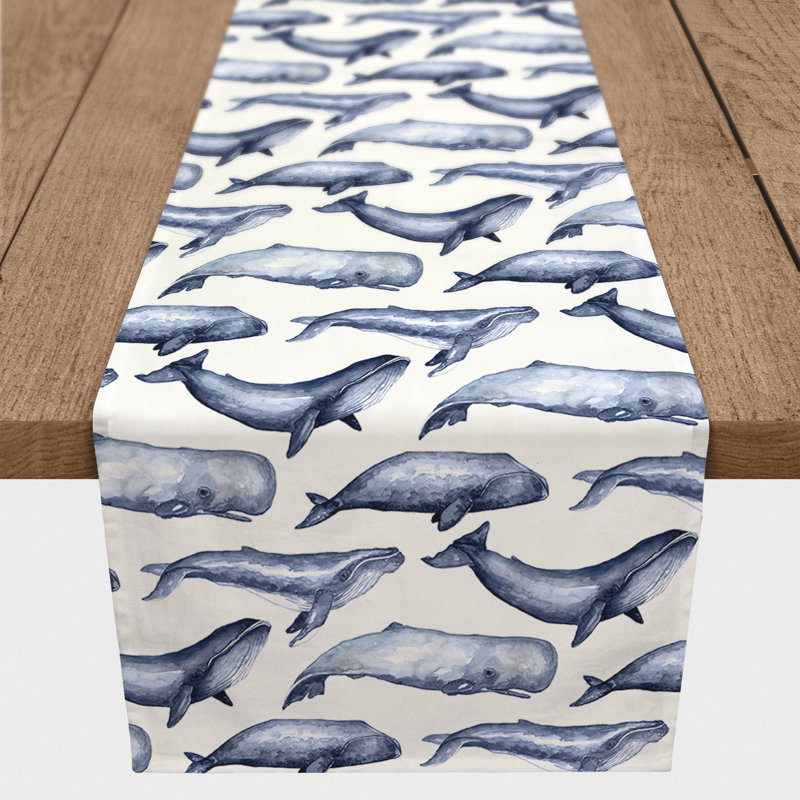 Buncie Rectangle Polyester Table Runner, 90" x 16", Navy Blue