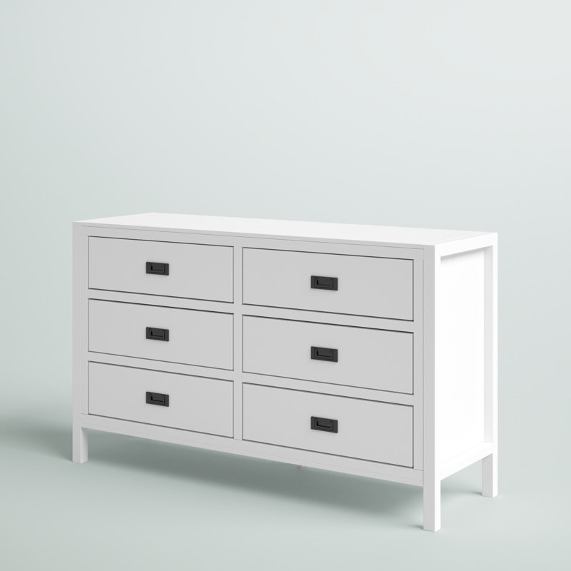 Commode double l 6 tiroirs Hivernage, Blanc