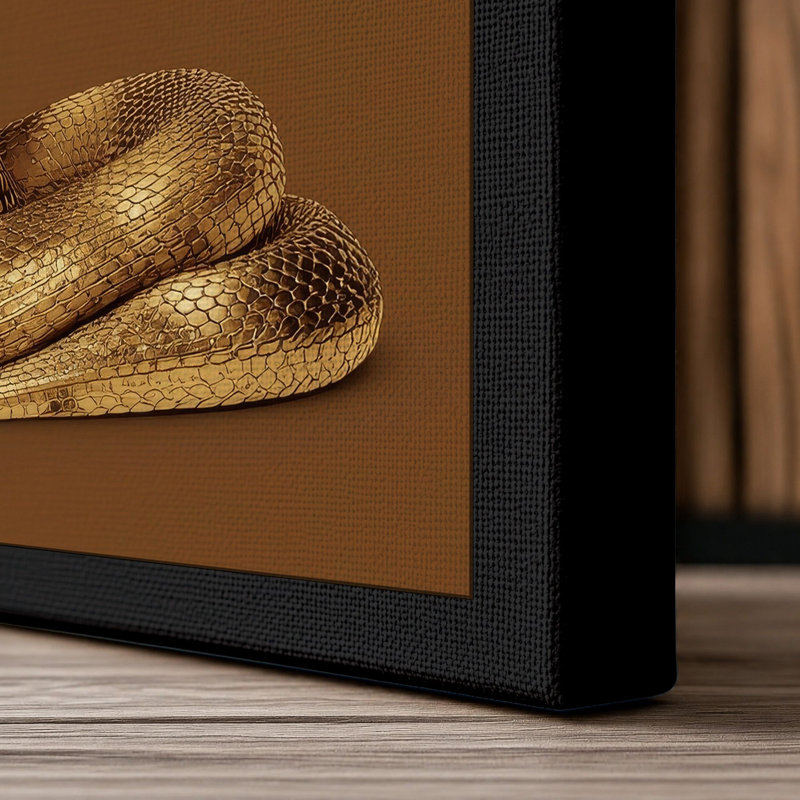 Golden Cobra Modern - Wrapped Canvas, 18x12 - 45.7 x 30.5 cm, Black Border