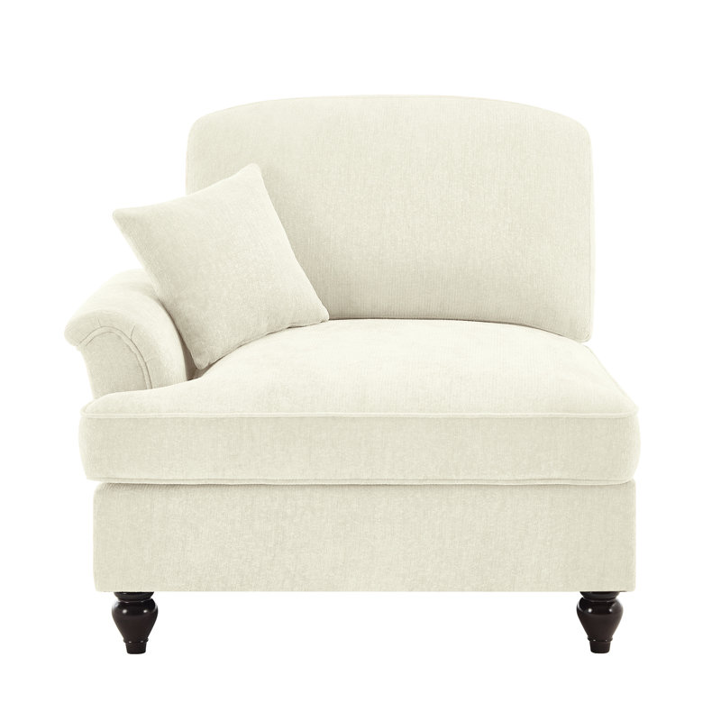 Chenille avec 1 oreiller, beige et blanc - Doux et confortable nuage détachable à volants, jupes à plis, deux styles en un, segmenté, rembourrage en mousse haute densité, dossier à coussin incurvé mobile