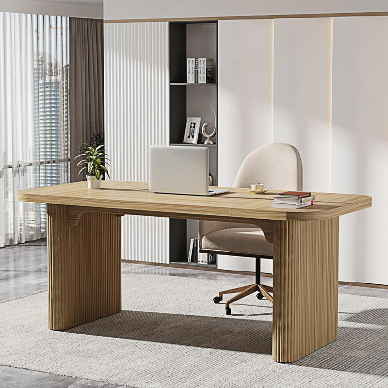 Bureau de direction, grand poste de travail d'ordinateur avec base piédestal