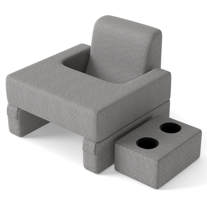 3-Piece Reading Pillow Set Extra Large Lap Desk w/ Coaster Back Cushion Gray