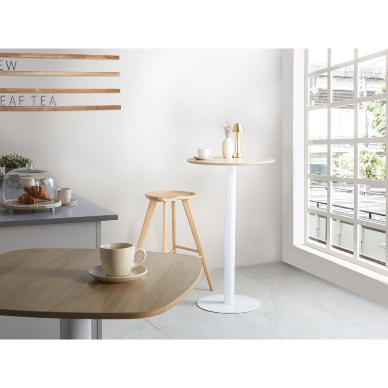 Banerjee Pedestal End Table, White, Light Brown