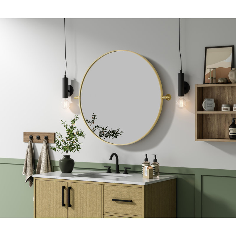 Amoura Pivot Mirror in Brass, Brass, 30" x 30"