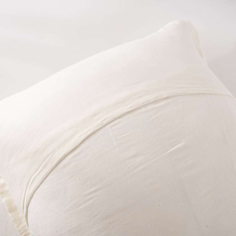  Stone Washed French Linen European Square Pillow Shams 26 x 26", Ivory